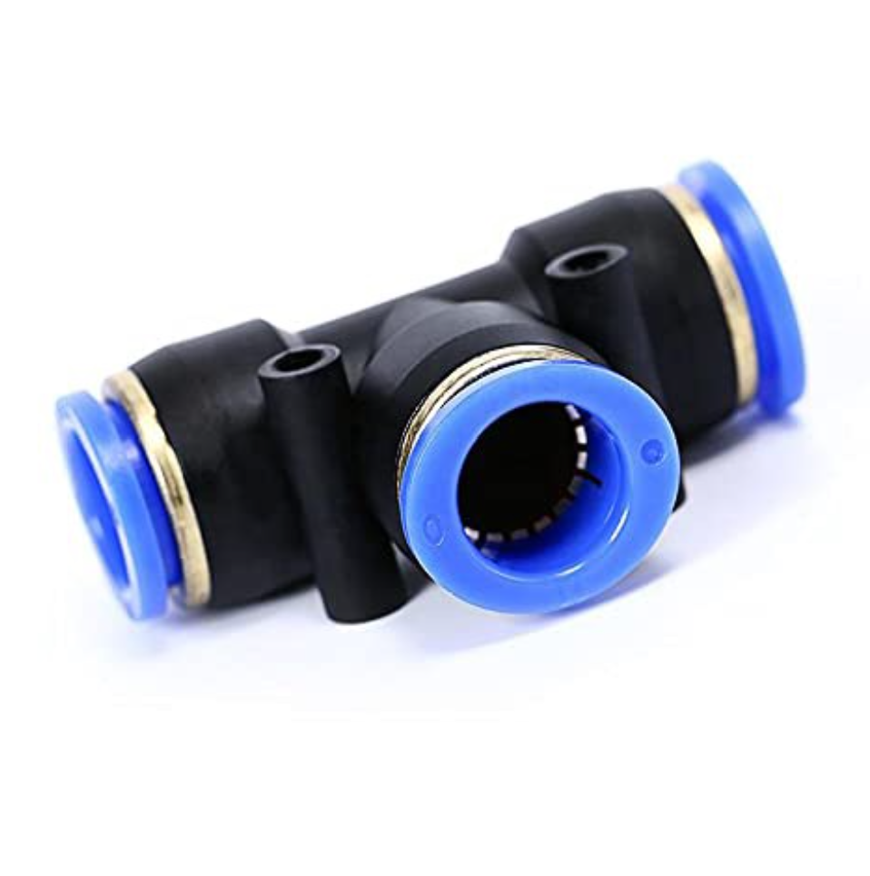 Three-way plastic hose connection